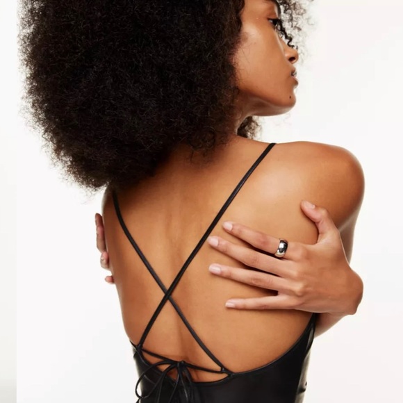 NWOT ARITZIA STRAPPY BACK VEGAN LEATHER DRESS - Picture 6 of 13